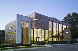 Top Ten Green Projects - Photo 9 of 20 - Jewish Reconstructionist Congregation (exterior view) in Evanston, Illinois, by Ross Barney Architects. Photo by Steve Hall, Hedrich Blessing.
