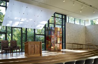 Top Ten Green Projects - Photo 10 of 20 - Jewish Reconstructionist Congregation (interior view) in Evanston, Illinois, by Ross Barney Architects. Photo by Steve Hall, Hedrich Blessing.