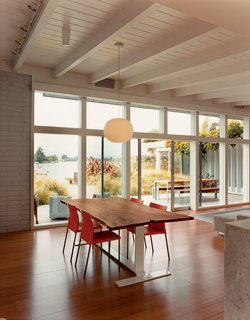 Architect Deam created the dining table from a fallen elm tree.