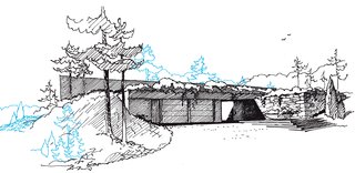 The Hess house nestles deeply into the earth. Though the structure is almost fully submerged, natural light is a key component.