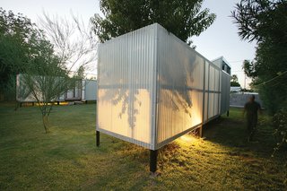 It’s a fact of physics that hot air rises, and this simple concept is all Maria and Matthew Salenger needed to design a passive cooling system for the backyard pods they use as bedrooms at their house in Tempe, where the average daily temperature is 86 degrees. The light, steel-framed structures float on stilts above the yard, allowing cooler air to circulate underneath. On hotter days when this isn’t enough, operable windows along the roof line and vents in the floors allow hot air to escape out the top and draw the same cooler air up from the lawn. By relying on this energy-efficient system during all but the hottest months (when <br><br>they run a small air-conditioning unit only in the evenings when they’re home), the <br><br>couple, who work together as the architecture firm coLAB, has chopped their monthly power bills in half—no small feat in a climate where summertime temperatures can top 115 degrees.