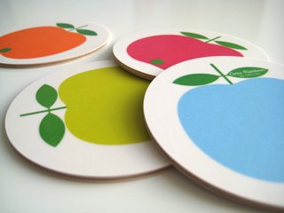 Set of four coasters, mixed apples, by Lotta Kühlhorn
