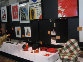 Assorted objects and posters from the Everything Design exhibit at Museum of Design Zurich.