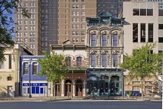 The streets of Houston's downtown historic district are lined with examples of 19th-Century architecture. Image courtesy of the Greater Houston Convention and Visitors Bureau.