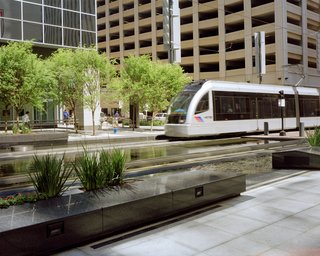 The recently completed METRO light rail connects downtown Houston to Rice University to the Reliant Astrodome and has increased access to Houston's urban core. Image courtesy of the Greater Houston Convention and Visitors Bureau.