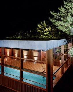 Inside the cedar-framed pool house are a 40-foot-long lap pool and a hot tub. Should that feel too limiting or too tame, the Atlantic Ocean is only a short 200-yard stroll away.<br><br>Project: Morgan Pool House<br><br>Architect: Christoff:Finio Architecture<br><br>Location: Long Beach Island, New Jersey