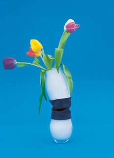 Look Around-Loosen Up vase by Stine Mærkli<br><br>Mærkli's vase is an example of her work investigating body language, gestures, and movement in glass design. The Look Around-Loosen Up vase consists of stiff and mobile sections that reflect "a direct transfer of body movements to functional objects," she writes about her design.<br><br>Photo by Andreas Nyquist