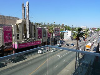 The view from Marty Collins' third-floor unit, looking east onto Hollywood Boulevard.