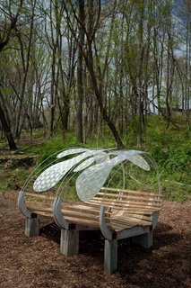 Gimme Shelter - Photo 1 of 9 - Firefly by Rashida Ng and Nami Yamamoto<br><br>This bedlike bench invites visitors to relax and enjoy the sky above.<br><br>Photo by Jack Ramsdale. Courtesy of the Schuylkill Center for Environmental Education.