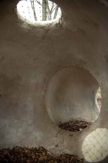 Gimme Shelter - Photo 7 of 9 - Bird-Seed Shelter by Julia Molloy and Taka Sarui<br><br>The hemp-lined interiors provide temporary sleeping quarters. As the seasons pass, the structure will decompose and break down into a pile of earth.<br><br>Photo by Jack Ramsdale. Courtesy of the Schuylkill Center for Environmental Education.
