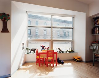Harlem Renaissance - Photo 11 of 11 - In one of the children’s bedrooms, the apparently slanting line of Sheetrock above the view "straightens out," falling into alignment with the top of the window, as one moves closer to it.
