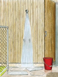 Pedigree Charted - Photo 10 of 10 - The outdoor shower greets everyone returning from the beach. Ferguson, well versed in the behavior of teenagers, didn’t want them running inside with sandy feet, so a stop under the fresh rainwater shower from Enware is mandatory after a morning in the surf.