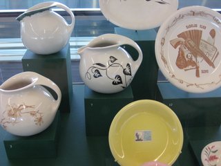 Decorative Motifs on Sterling Restaurant China. The designs and illustrations themselves were not Russel’s, but he incorporated them onto his pieces. Andy Warhol was a fan; the yellow plate is from his personal collection.
