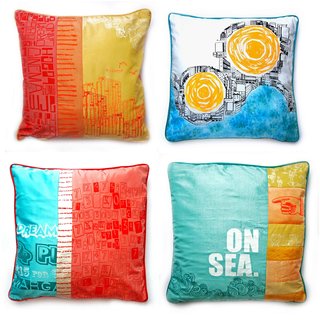 Live from London: Zoe Murphy - Photo 1 of 7 - A collection of pillows created from reclaimed silk from old dresses and screened with Murphy's seaside-inspired designs.