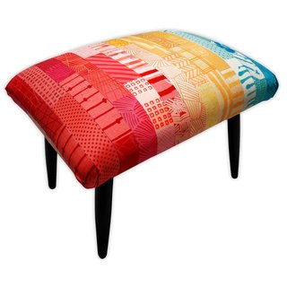 Live from London: Zoe Murphy - Photo 3 of 7 - The Patchwork Footstool, which is covered in hand-dyed silk garnered from old wedding dresses.