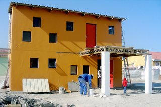 Though the design itself was a success, the lack of economies of scale made it a challenge to keep the construction costs low. About 1,000 homes would have needed to be built to keep the price tag at the original budget of $6,175 per house. Instead the costs came in at over $10,000. Image courtesy Interactive Africa/ Design Indaba