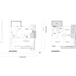 The footprints for both floors were kept intact and major changes were made only to the exterior. Accessible from the cosmetics confectionary on the first floor are a private hall, family room, study and bath. The upstairs level retained the existing living room, bedrooms, kitchen, bathroom and updated deck.