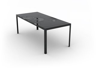 HAY Hole Plate Table by KiBiSi. Designed in 2009 for the 8 House in Copenhagen with reference to the Mountain Dwellings by BIG. In stores in 2010<br><br>Photo courtesy of KiBiSi