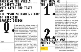 Emigre No. 70, book spread showing reprints from issue no. 43
