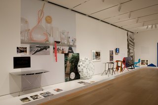 This photo, taken at the Art Institute of Chicago's Konstantin Grcic: Decisive Design show, which runs through January 24th, shows a variety of Grcic's work.