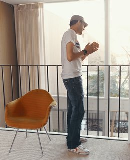 The two upstairs bedrooms are equal in size and open to the living room below (the metal railing is repeated from the entryway). In a 1958 interview Richard Opdahl commented that, "The only criticism is that there is little aural privacy in a house of this size."