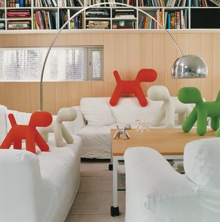 A proliferation of Puppies, Aarnio’s 2005 design for Italian manufacturer Magis, gather in the living room of his Veikkola, Finland, home. Aarnio’s playful spirit, evident in the iconic Ball Chair, is alive and well in his new work.