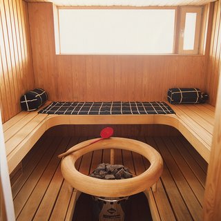 The home also features an elegant sauna—this is Finland after all.