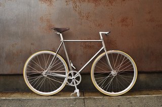 Friday Finds 1.15.10 - Photo 5 of 5 - From Bertelli's site: "Hand brushed lugged steel. Deep rims on hig-flange hubs. Nitto bars and stem. Rare Ideale 87 leather saddle. The crankset is a vintage combo: Campagnolo Record cranks and Sugino Mighty chainring. To complete the setup we chose Veloflex Record racing tires, hand made in Italy."