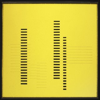 Final Weekend: Bauhaus at MoMA - Photo 13 of 16 - Skyscrapers on Transparent Yellow by Josef Albers. Image courtesy the Museum of Modern Art.