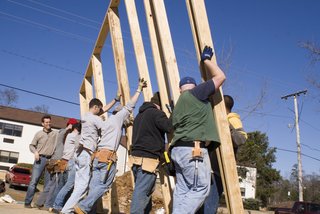 The students broke ground in January 2009 and completed the home on May 22, 2009, the day before graduation. Photo courtesy of Jared Boudreaux and Tim Hayes.