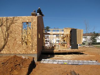 The students were not left alone to complete the home. The majority of funding came from Habitat from Humanity and community members donated both time and supplies to help with the build. Photo courtesy of Jared Boudreaux and Tim Hayes.