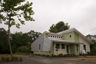 Though the house is quite different from its neighbors, the team worked hard to keep the proportions the same and received positive feedback from the community. Photo courtesy of Jared Boudreaux and Tim Hayes.