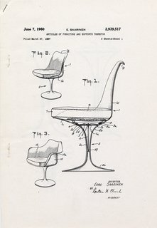 Patent drawing for pedestal chairs (1960) by Eero Saarinen, on display at the Museum of the City of New York through January 31, 2010. Image courtesy of the Eero Saarinen Collection at Yale University and the Finnish Cultural Institute in New York.