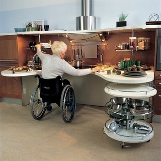 Shown here is the kitchen installed at the Gervasutta Institute of Rehabilitative Medicine, where patients tested it design.
