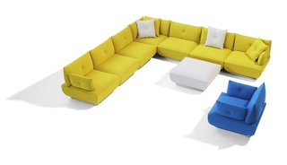 Stockholm Furniture Fair 2010 - Photo 3 of 22 - Dunder is a sectional sofa and an easy chair range designed by Stefan Borelius. We love the bright colors, playful design, and clever ability to mix and match your own sofa configuration piece by piece.