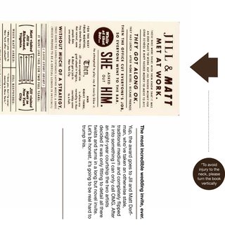 Brown selected graphic artists Matt Dorfman's own wedding invitation (which chronicles his and his now-wife's eight-year, long-distance courtship) to feature in the book. To see more of his work, visit metalmother.com.