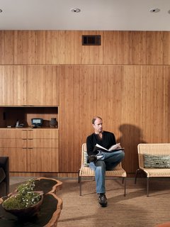 Small "Hybrid Prefab" Home in the Desert - Photo 3 of 10 - A Plyboo wall divides the interior of the house.