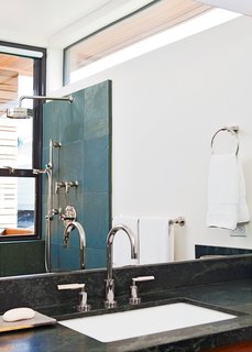 Even the bathroom features narrow ocean views.