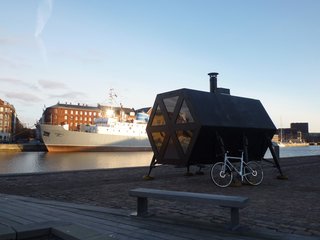 A Nomadic Future for the Walking House - Photo 4 of 8 - Its triangulation evokes a playful spirit of Bucky Fuller, as does its idea of shelter temporality -- which can be paralleled to Fuller’s ‘Lightful Houses’ or even his Dymaxion House and Car in the 1930s. According to N55, the Walking House was directly inspired by the traditional nomadic culture and horse carriages of the Romani people.
