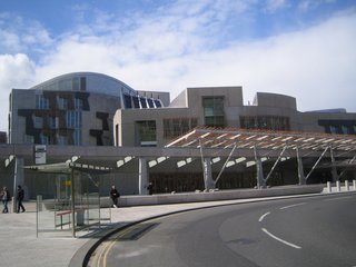 Standing out front of the Parliament it's a bit tough to make full sense of what's going on here in the late Eric Miralles's design.
