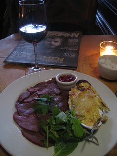 A cabernet Franc with venison and an issue of the Scottish arts tabloid the Skinny.