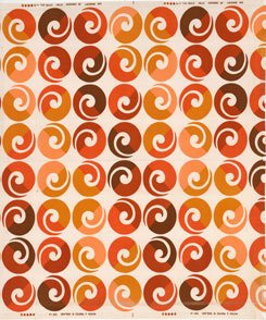 Helix, 1970. Lucienne Day. Manufactured by Thomas Somerset. Printed Linen. The Collection of Jill A. Wiltse and H. Kirk Brown III.