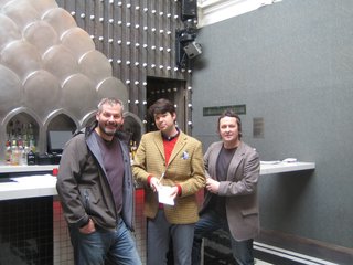That's Ross Hunter on the left, me in the center, and Jim Hamilton on the right in front of the bar and club Hummingbird they designed.