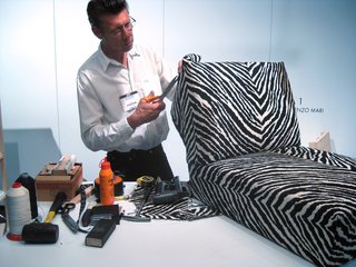 ICFF 2010: Dressing Up with Artek - Photo 5 of 6 - The hard part is cutting the fabric to fit properly says Artek upholsterer Aki Lehtonen.