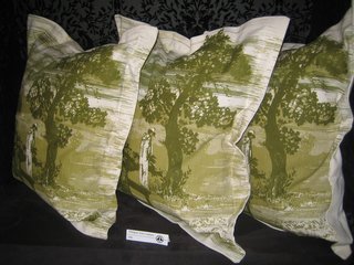 The man pissing on the tree in the Glasgow Toile cushion shows the wit on display at Timorous Beasties.