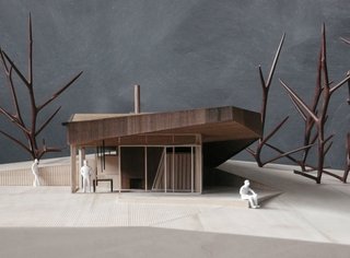 Saucier + Perrotte Architectes, Montreal, Quebec, est. 1988; Design proposal for cottages at Fallingwater, 2010, architectural model. Image courtesy of the architects.
