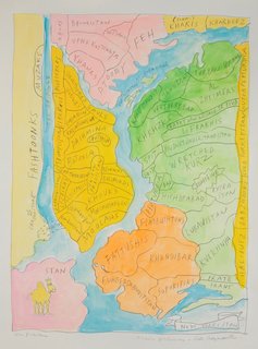 New Yorkistan, 2001, by Maira Kalman and Rick Meyerowitz. Gouache and pencil on paper.