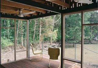 Shelton's architect, Brandon Pace,designed and fabricated cedar panels backed with insect screens that snapped to the pavilion's steel structure, allowing assembly to be completed on site in just three days. Read the full story here.