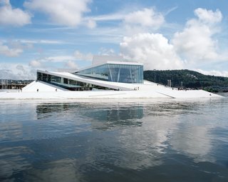 Oslo, Norway - Photo 1 of 9 - The 400,000-square-foot Norwegian National Opera and Ballet, designed by the Oslo- and New York–based firm Snøhetta, features a plaza and roofscape conceived as a single glacierlike object entirely available to the public—–embracing what architect Tarald Lundevall calls the "Scandinavian idea of common ownership."