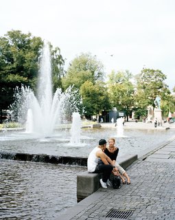 Oslo, Norway - Photo 5 of 9 - The pool and fountains of Eidsvoll Square, a greensward that runs parallel to Oslo’s grand boulevard Karl Johans gate.